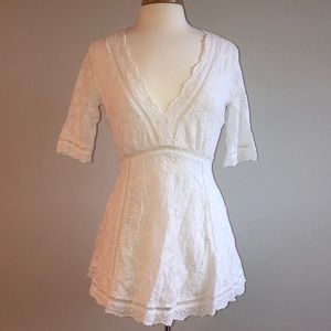 White Detailed Floral Dress